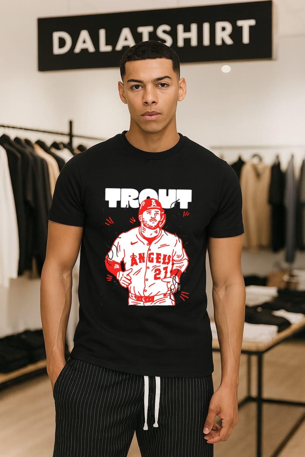 Trout Angels 27 Baseball Player Sport Illustration shirt