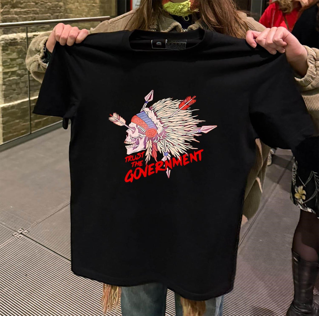 Trust The Government Skeleton Native American Headdress Arrows shirt