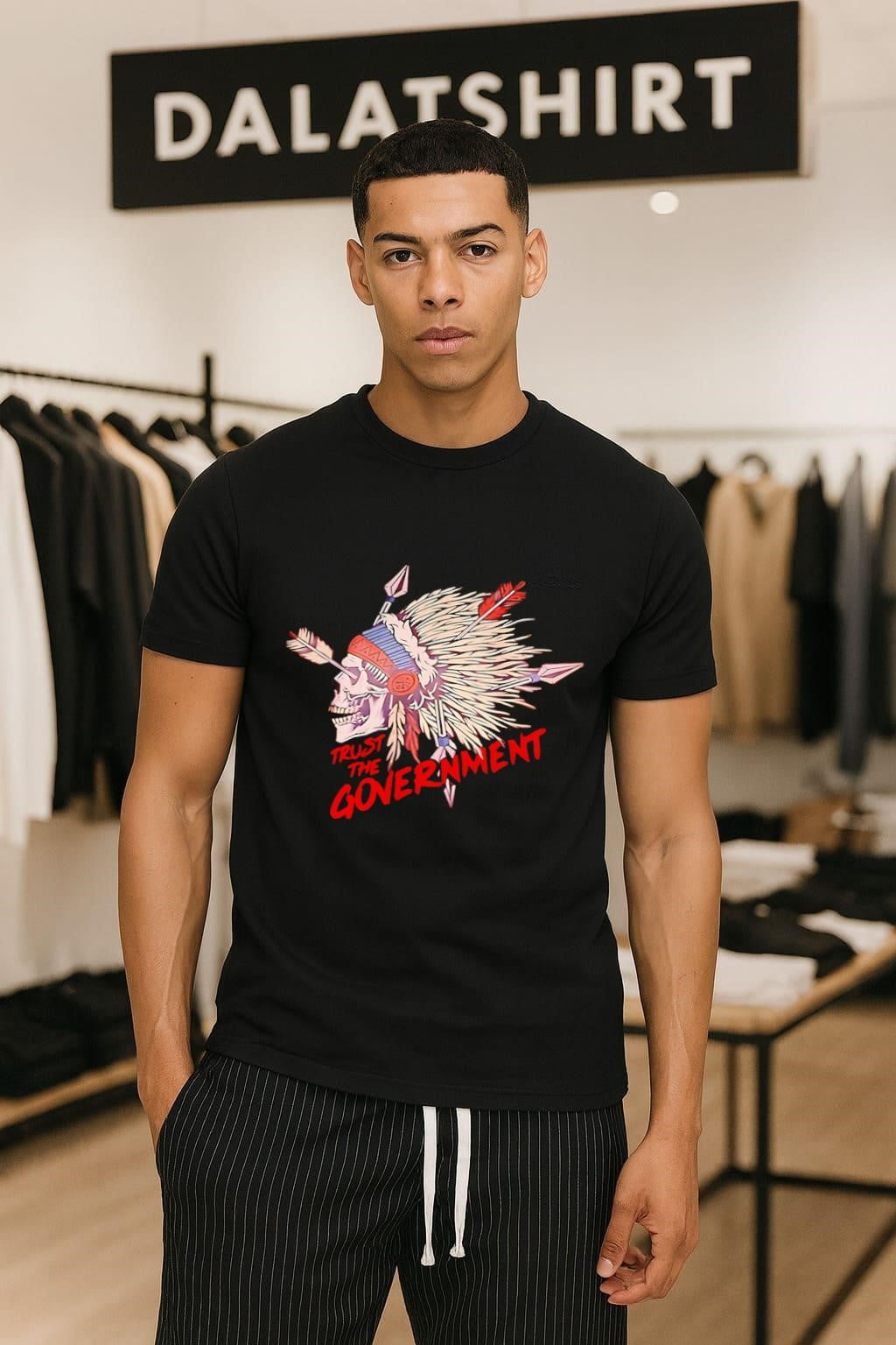 Trust The Government Skeleton Native American Headdress Arrows shirt