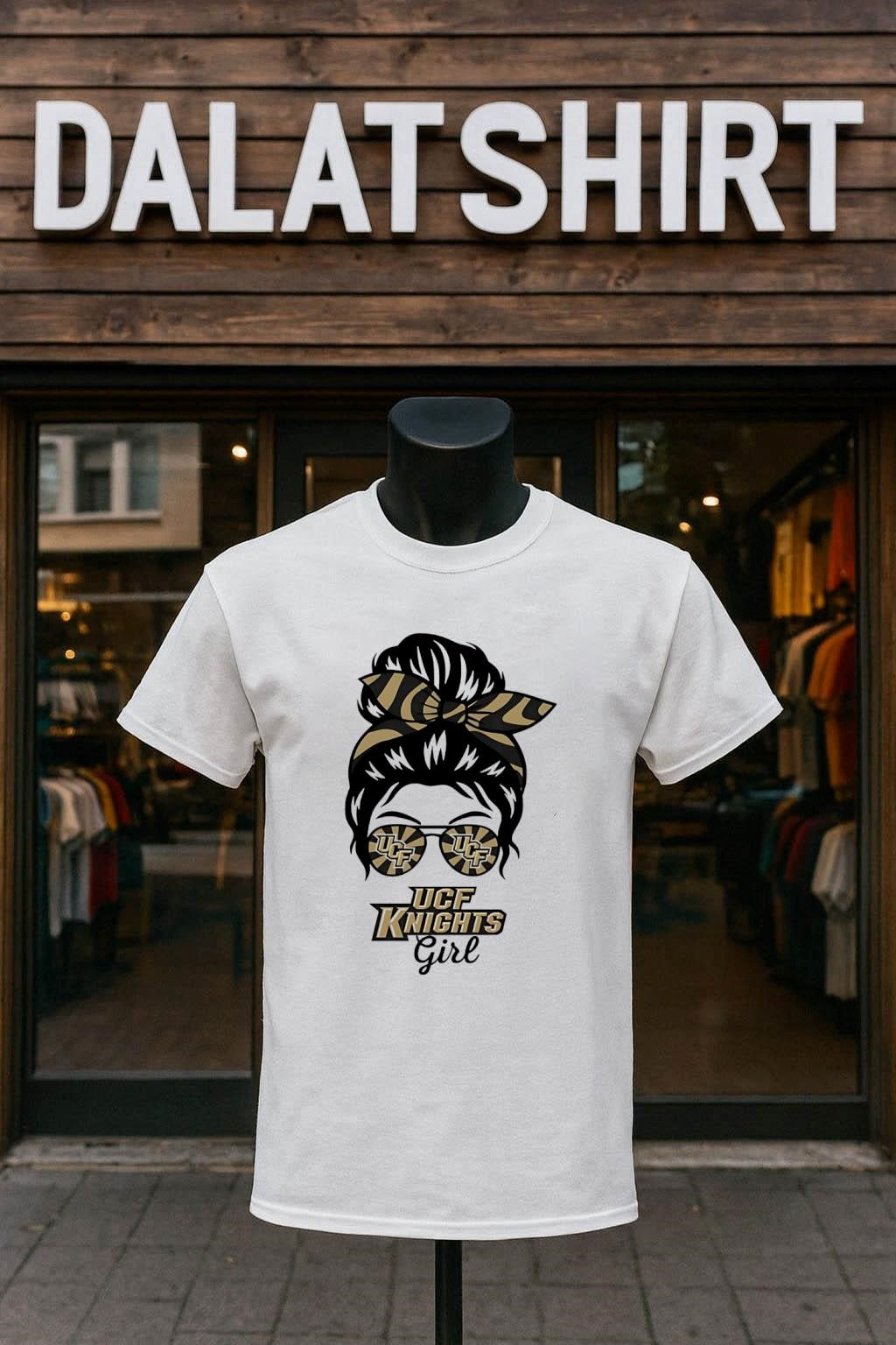 UCF Knights Girl Sunglasses Messy Bun shirt