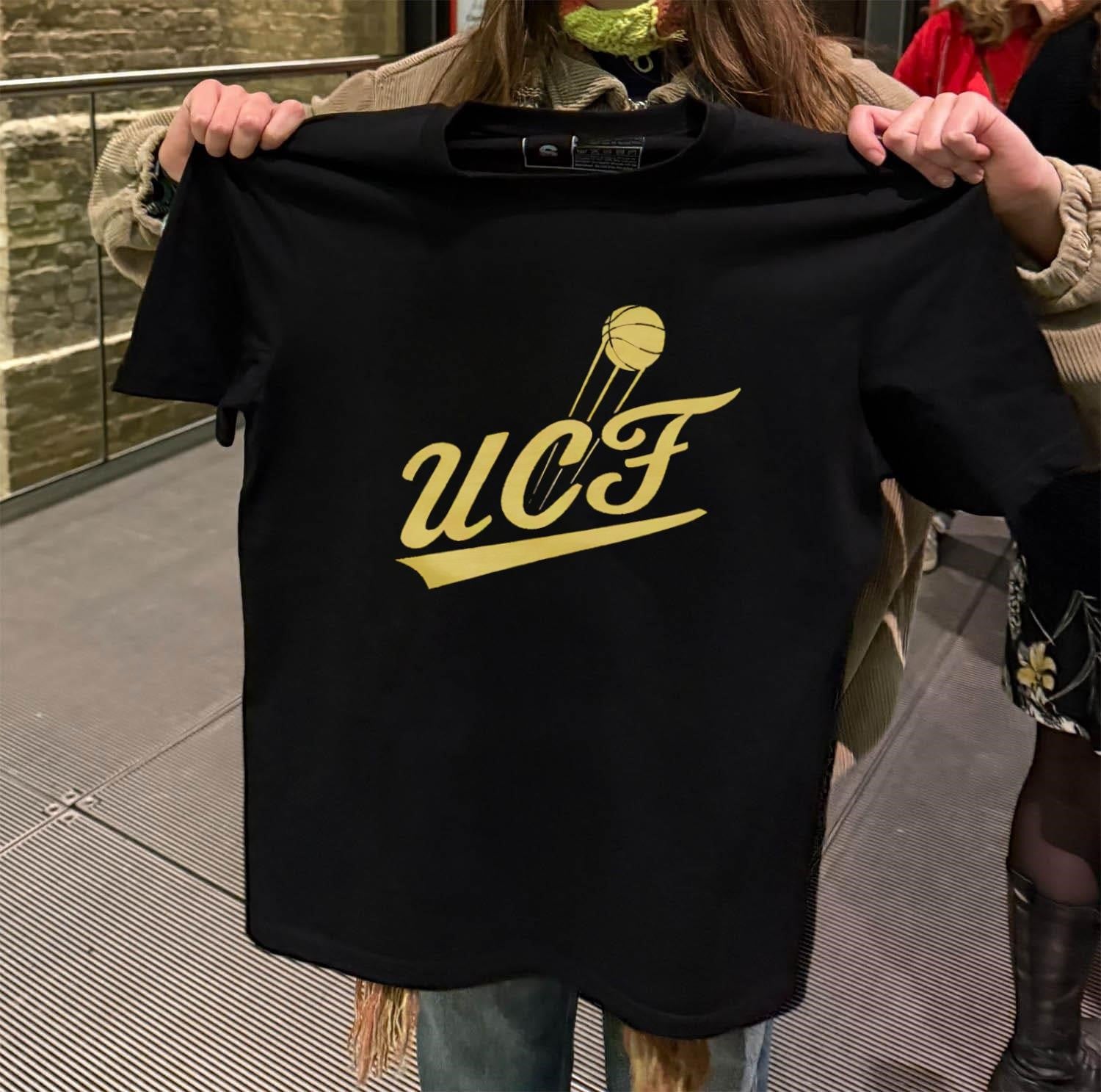 UCF Knights Script Graphic with Basketball Motion shirt