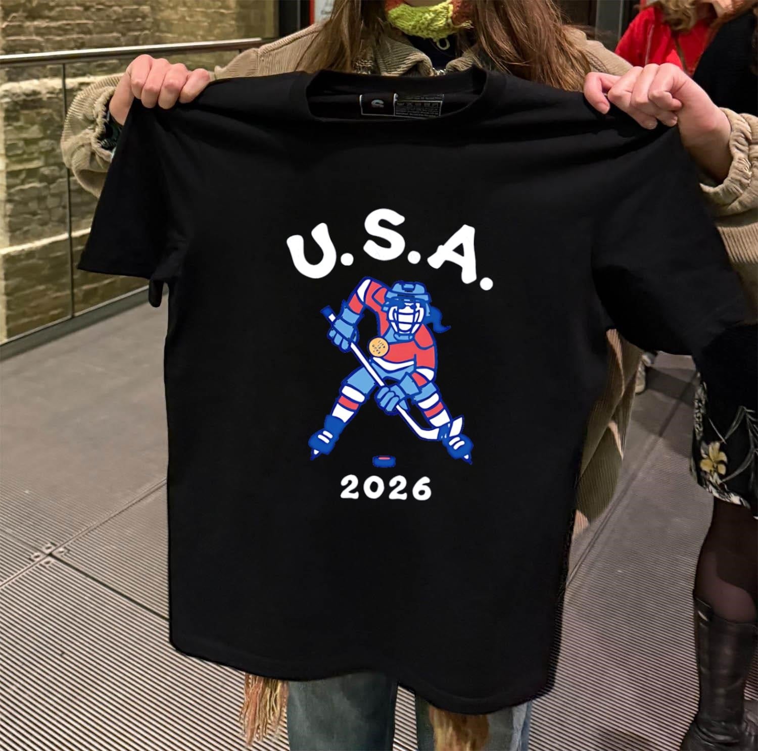 USA 2026 Women’s Hockey Player With Gold Medal shirt