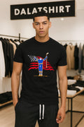 USA Flag Hockey Player Raising Arms Victory shirt