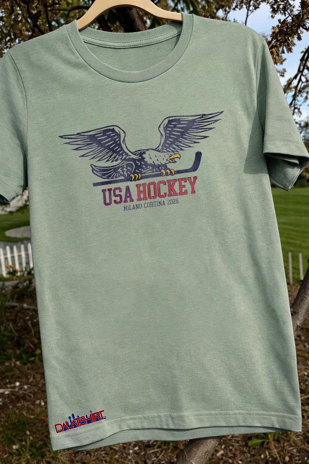 USA Hockey Eagle Holding Stick Milano Cortina shirt