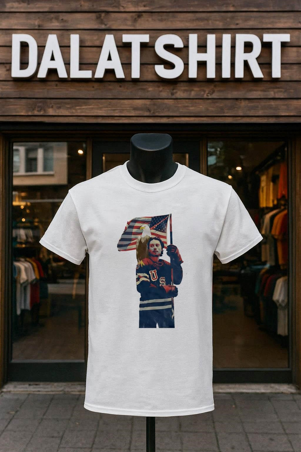 USA Hockey Player Eagle and American Flag shirt