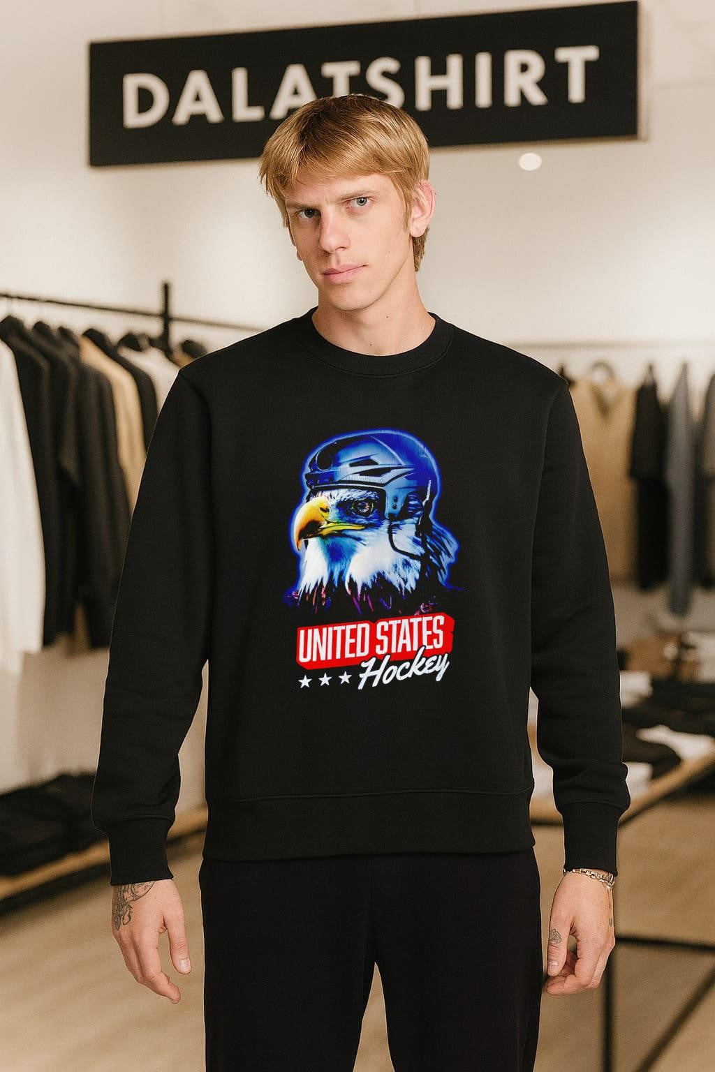 United States Hockey Eagle in Helmet with Stars shirt