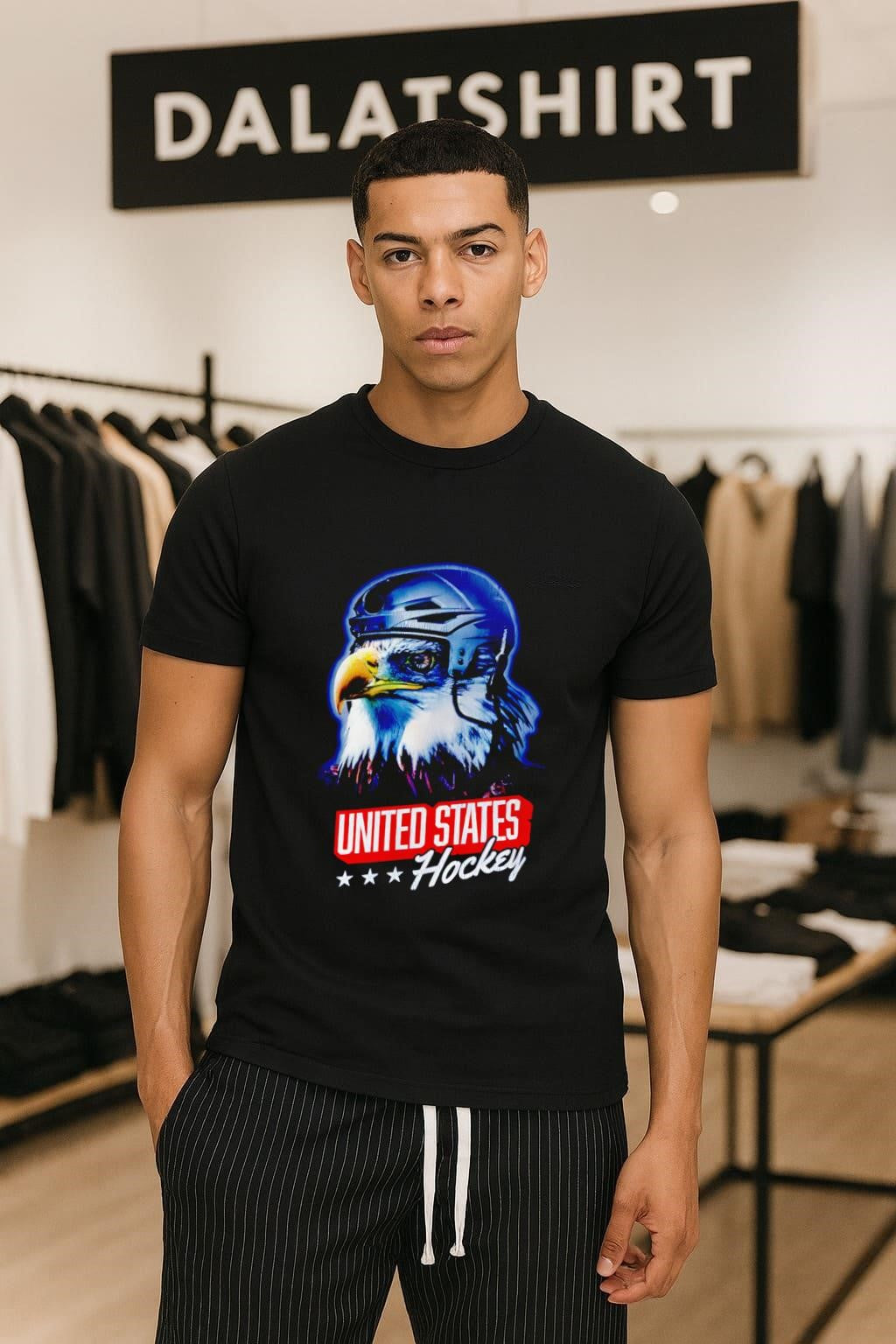 United States Hockey Eagle in Helmet with Stars shirt