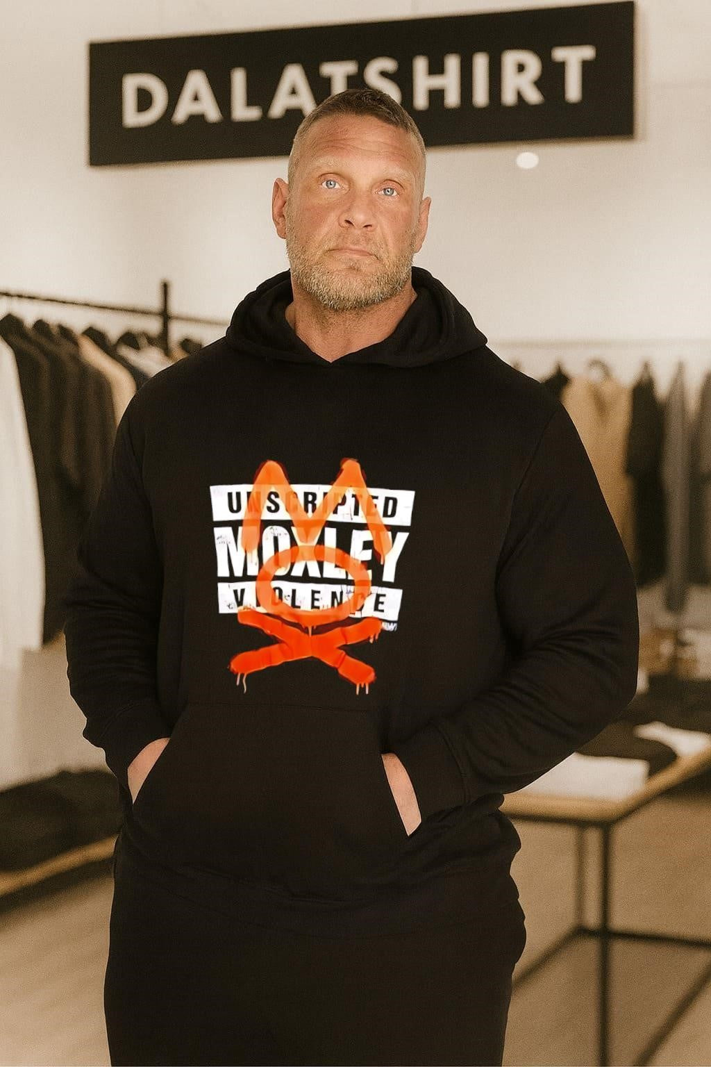Unscripted Moxley Violence Orange Graffiti Mask Logo Graphics shirt
