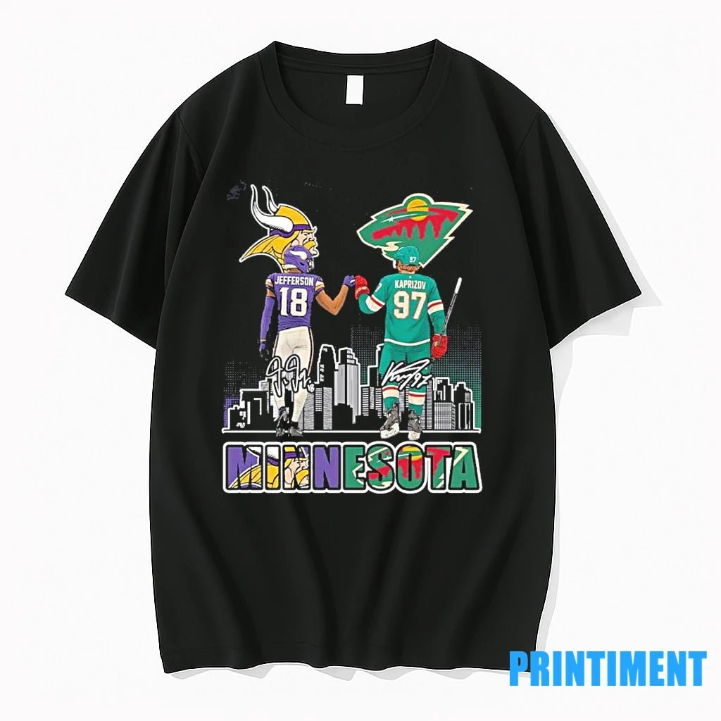 Vikings Jefferson And Wild Kaprizov Minnesota Tshirts Sweater