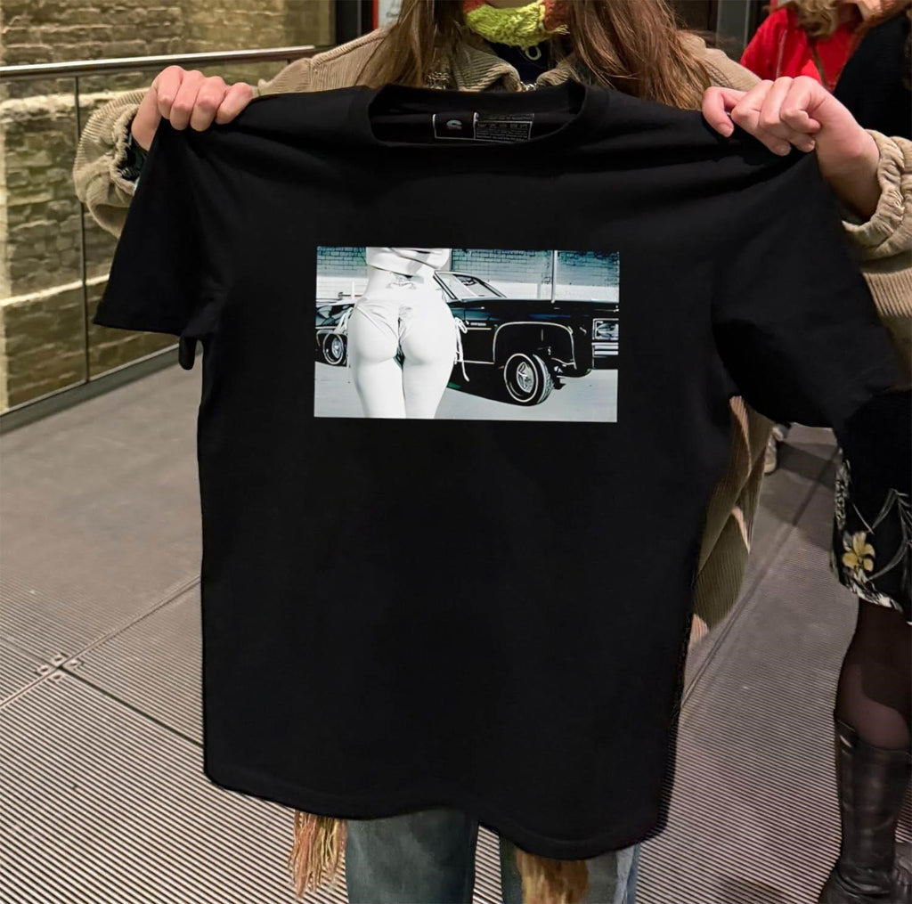 Vintage Lowrider Car Girl Bikini Back View Graphic shirt