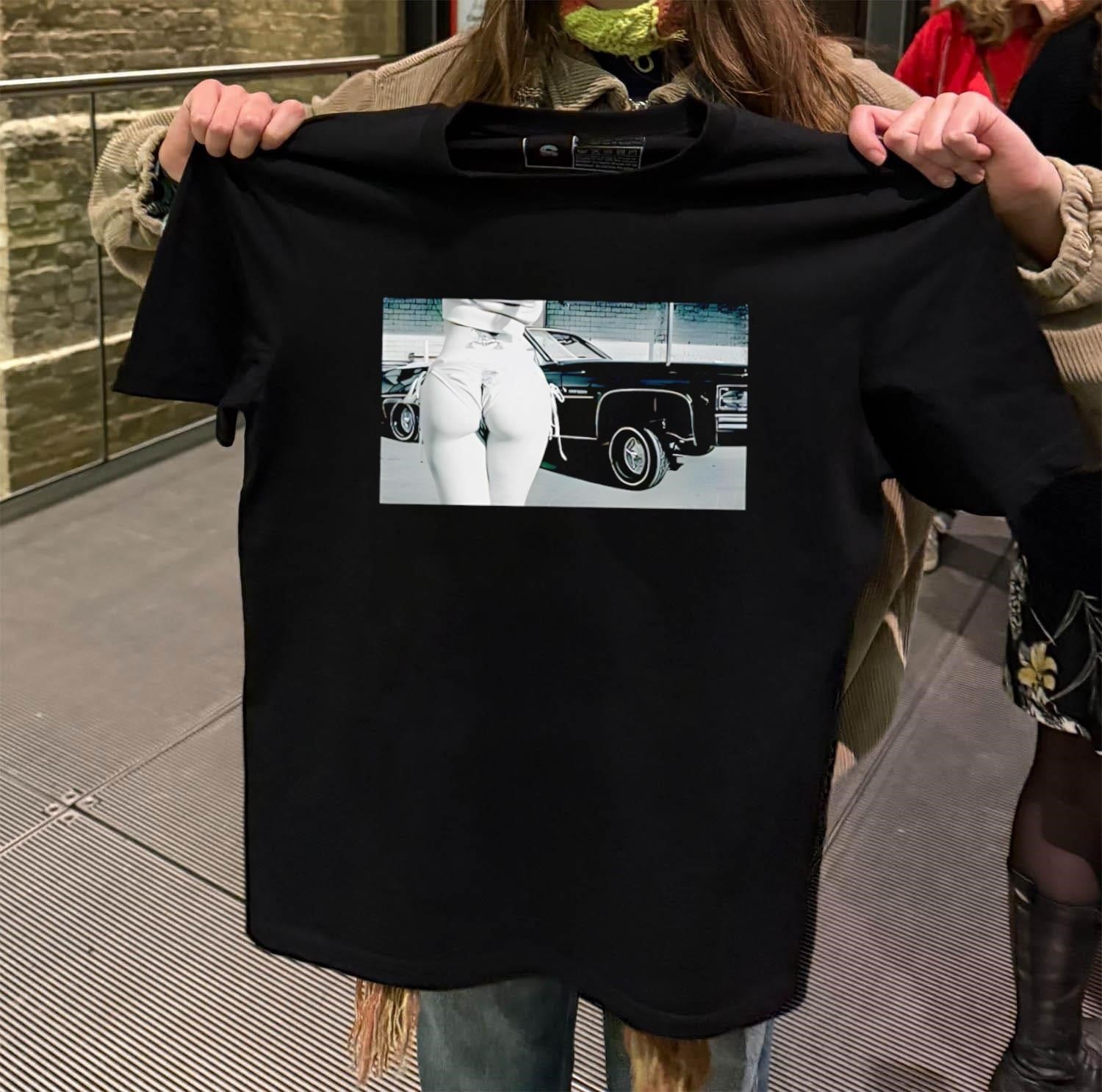 Vintage Lowrider Car Girl Bikini Back View Graphic shirt