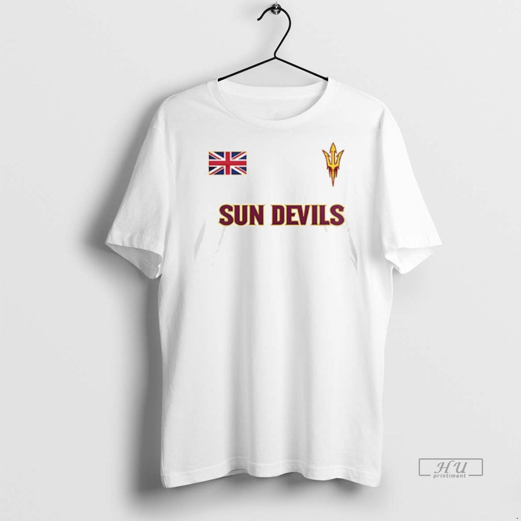 Viral Arizona State Sun Devils Football London Game Uk Flag Double Sided Tee Shirt Sweater