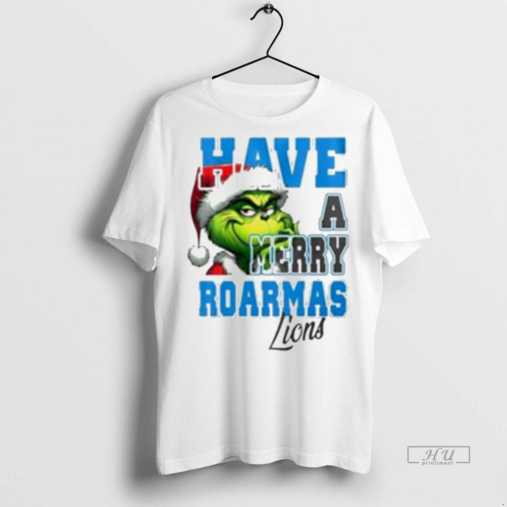 Viral Detroit Lions Have A Merry Roarmas Lions Grinch Christmas White Tee Shirt Sweater