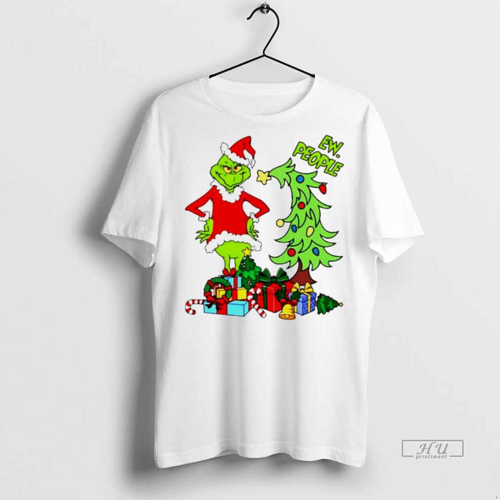 Viral Grinch Santa And Pine Tree Merry Christmas White Tee Shirt Sweater