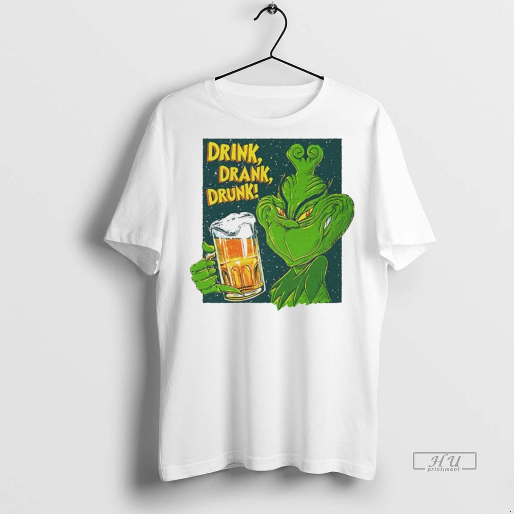 Viral Grinch Drink Drank Drunk Beer White Tee Shirt Sweater