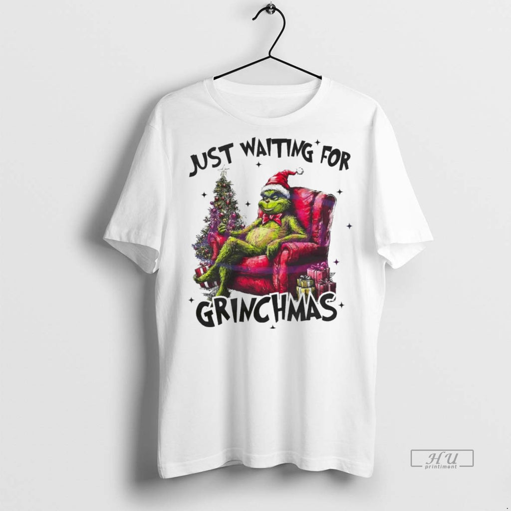 Viral Grinch Just Waiting For Grinchmas Christmas White Tee Shirt Sweater