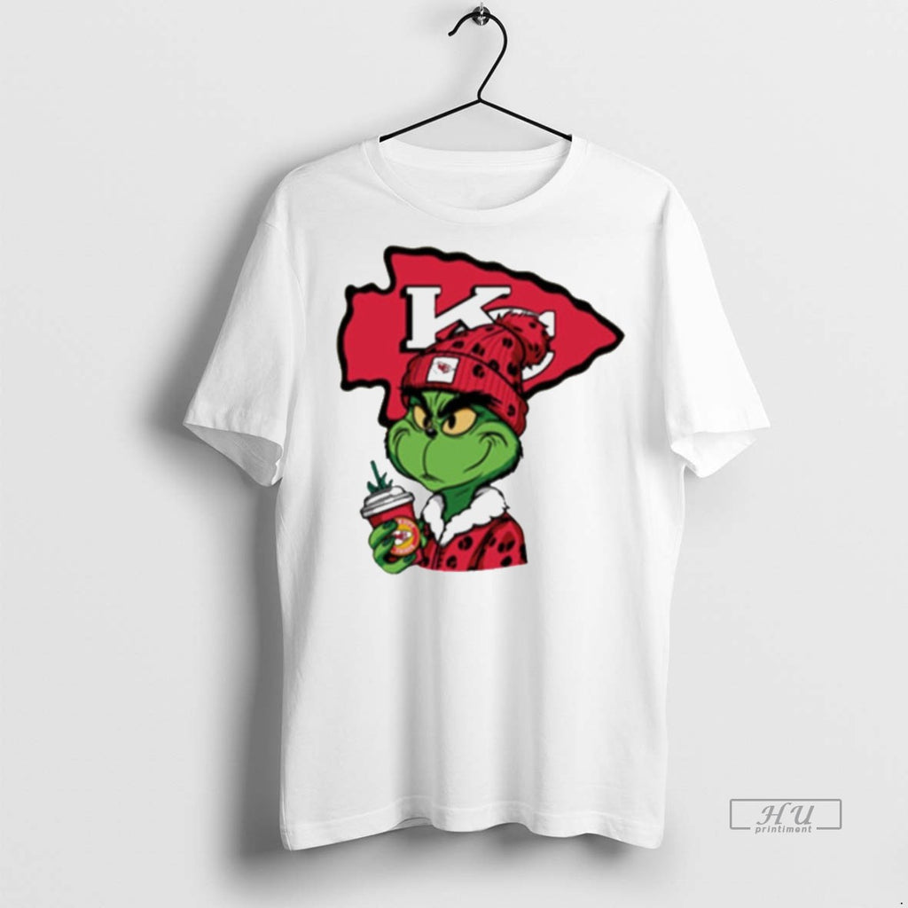 Viral Grinch Leopard Salvageable Kansas City Chiefs White Tee Shirt Sweater