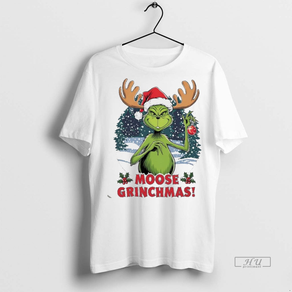 Viral Grinch Moose Grinchmas Christmas White Tee Shirt Sweater