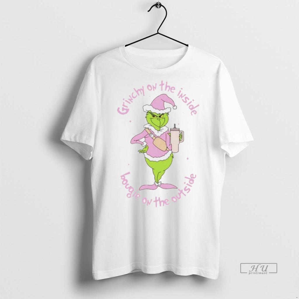 Viral Grinch On The Inside Bougie On The Outside White Tee Shirt Sweater