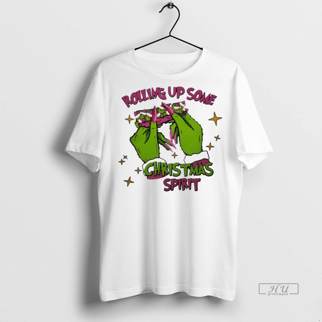 Viral Grinch Rolling Up Some Christmas Spirit White Tee Shirt Sweater