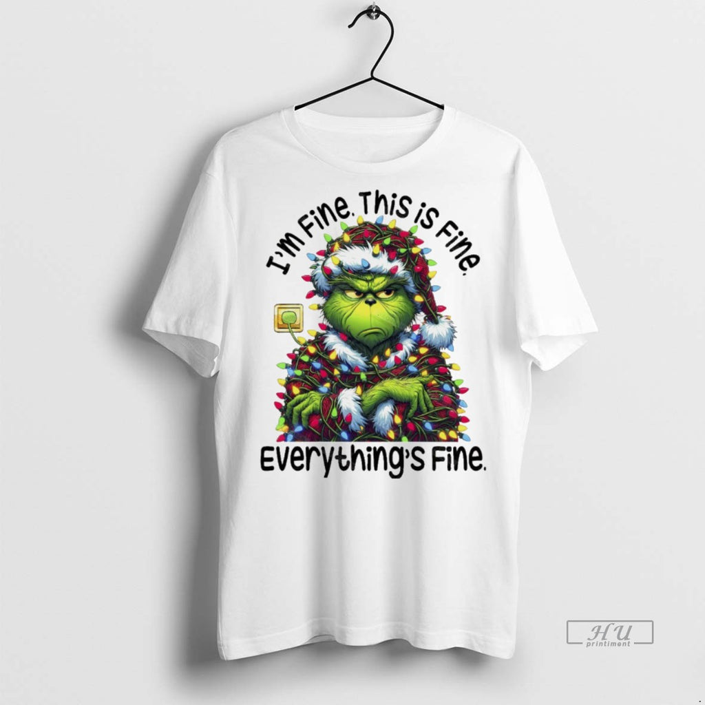 Viral Grinchmas Lights Sarcastic Im Fine This Is Fine Everythings Fine Christmas White