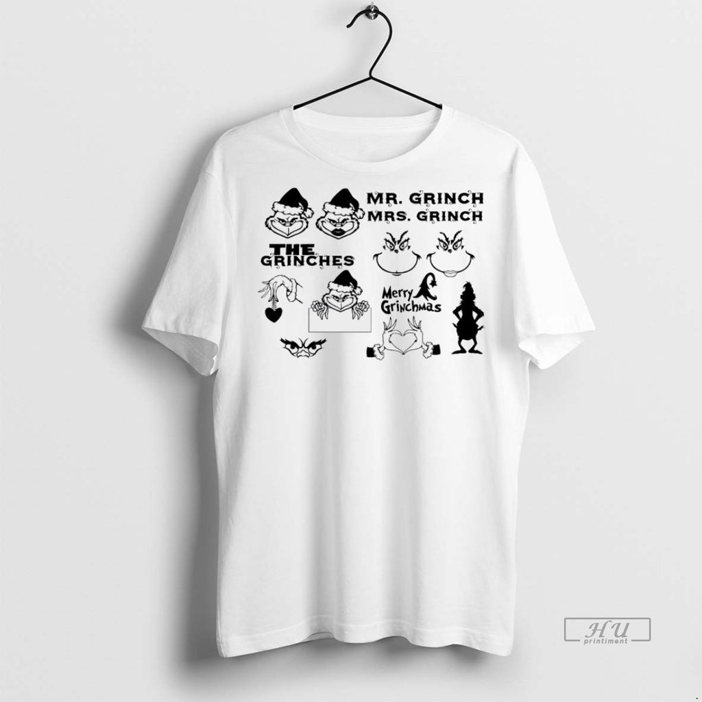 Viral Grinchy Mr Mrs Festive Grinchmas Christmas White Tee Shirt Sweater