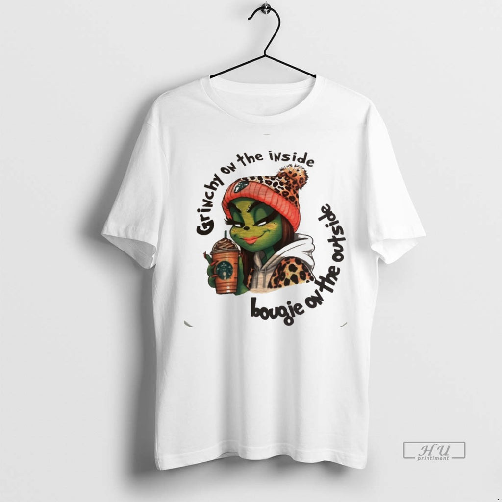 Viral Grinchy On The Inside Bougie On The Outside White Tee Shirt Sweater