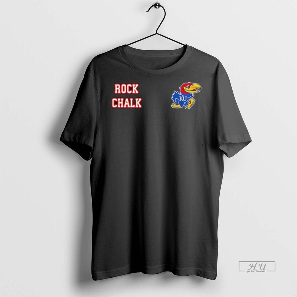 Viral Kansas Jayhawk Rock Chalk Logo Double Sided Tee Shirt Sweater