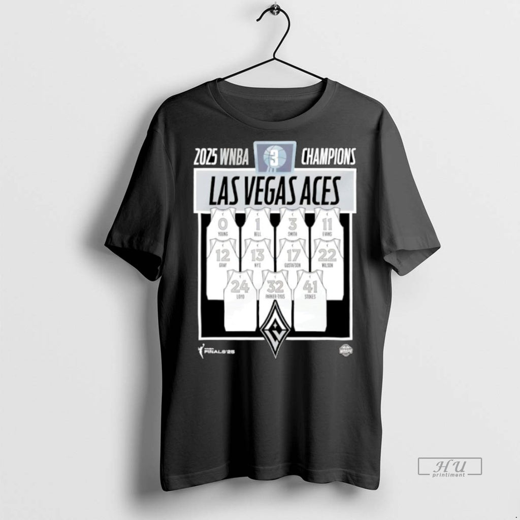 Viral Las Vegas Aces 2025 Wnba Finals Champions 3x Jersey Roster Tee Shirt Sweater