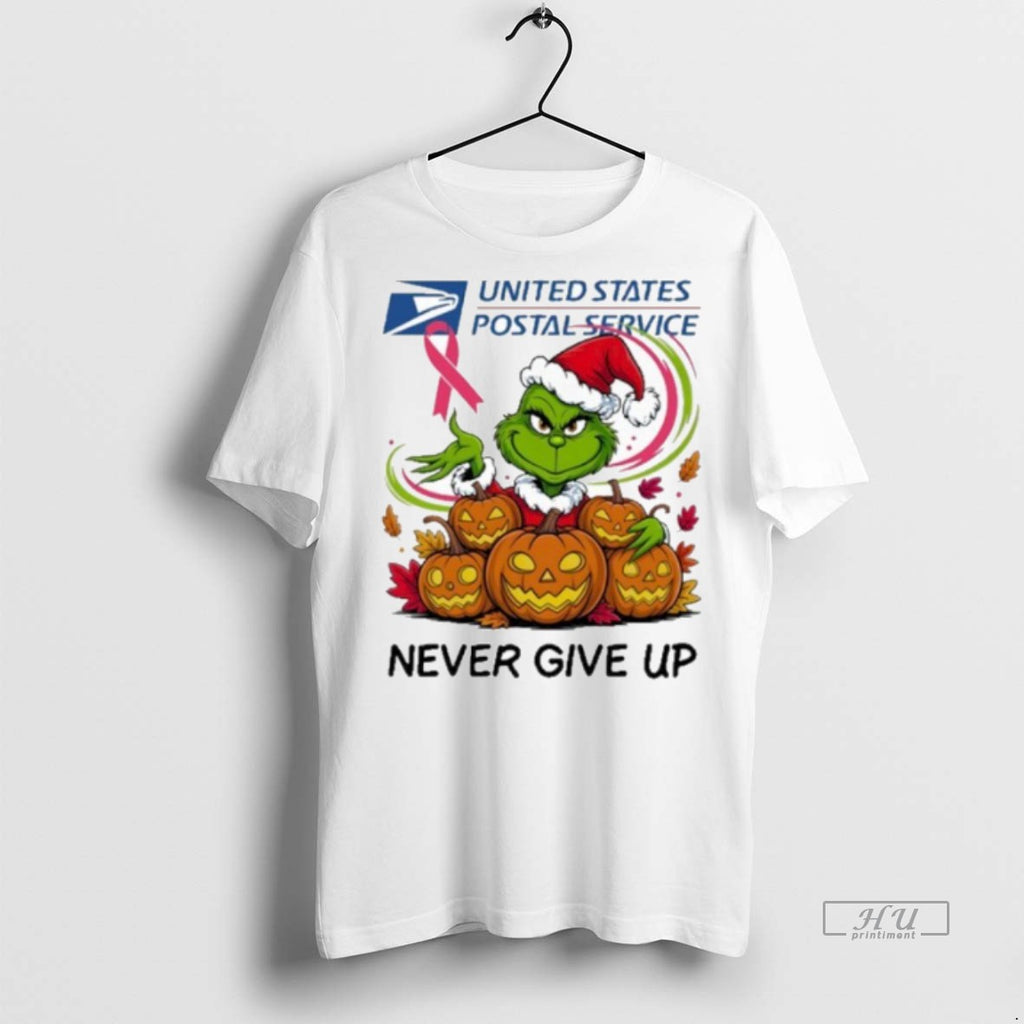 Viral Santa Grinch Never Give Up Usps Logo Tee Shirt Sweater