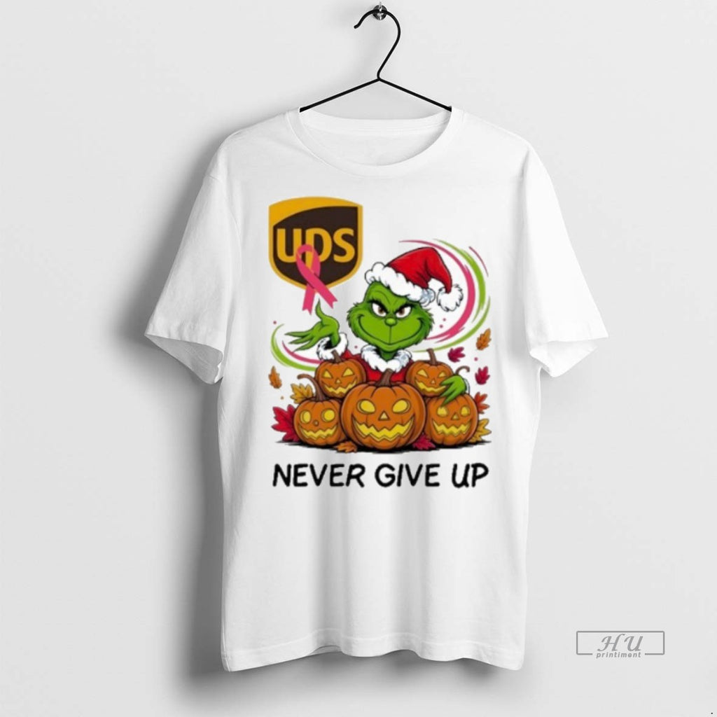 Viral Santa Grinch Never Give Up Ups Logo Tee Shirt Sweater