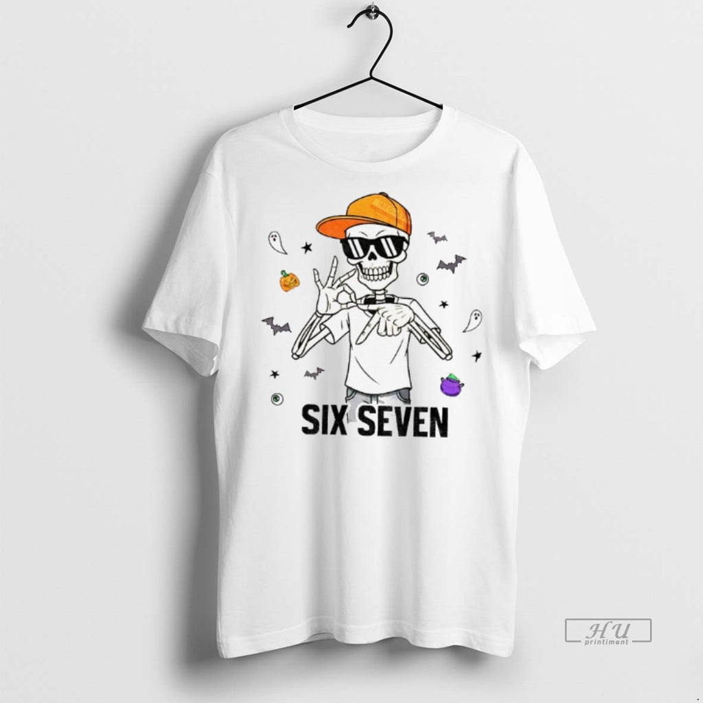 Viral Spooky Six Seven Skeleton Boy 6 7 Funny Halloween Tee Shirt Sweater