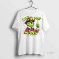 Viral Stop Drop And Roll Grinch Christmas Fireman White Tee Shirt Sweater