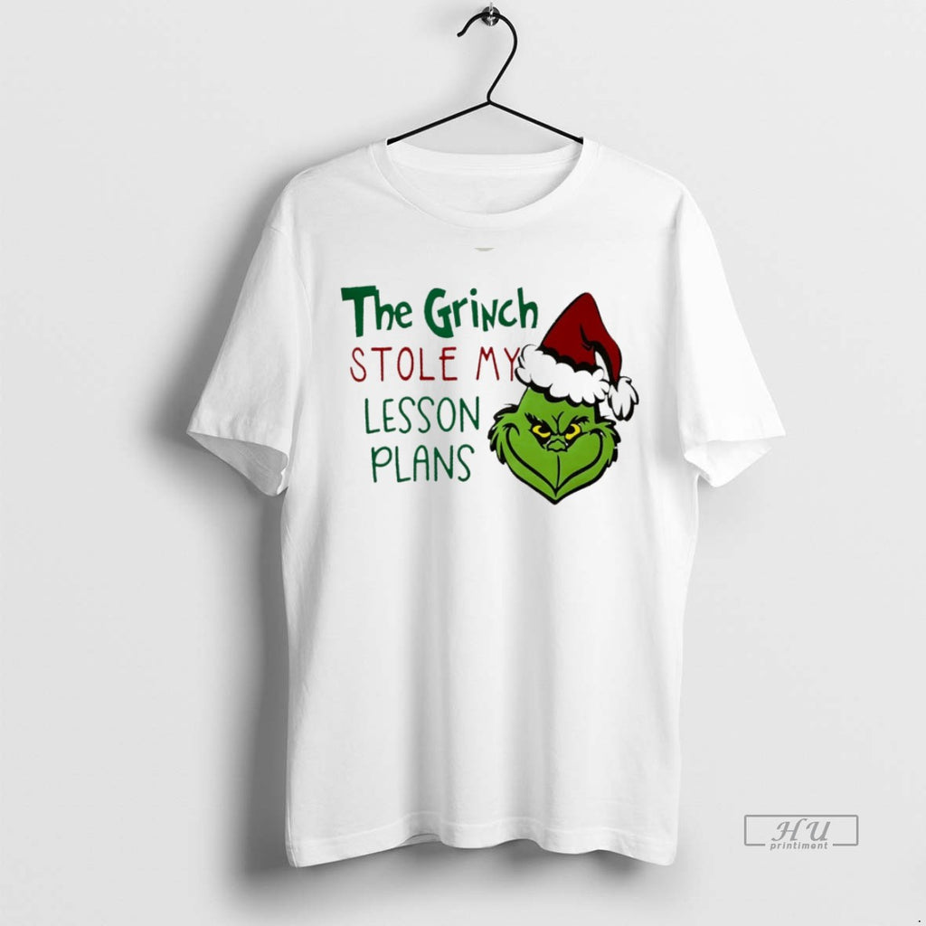 Viral The Grinch Stole My Lesson Plans Christmas White Tee Shirt Sweater