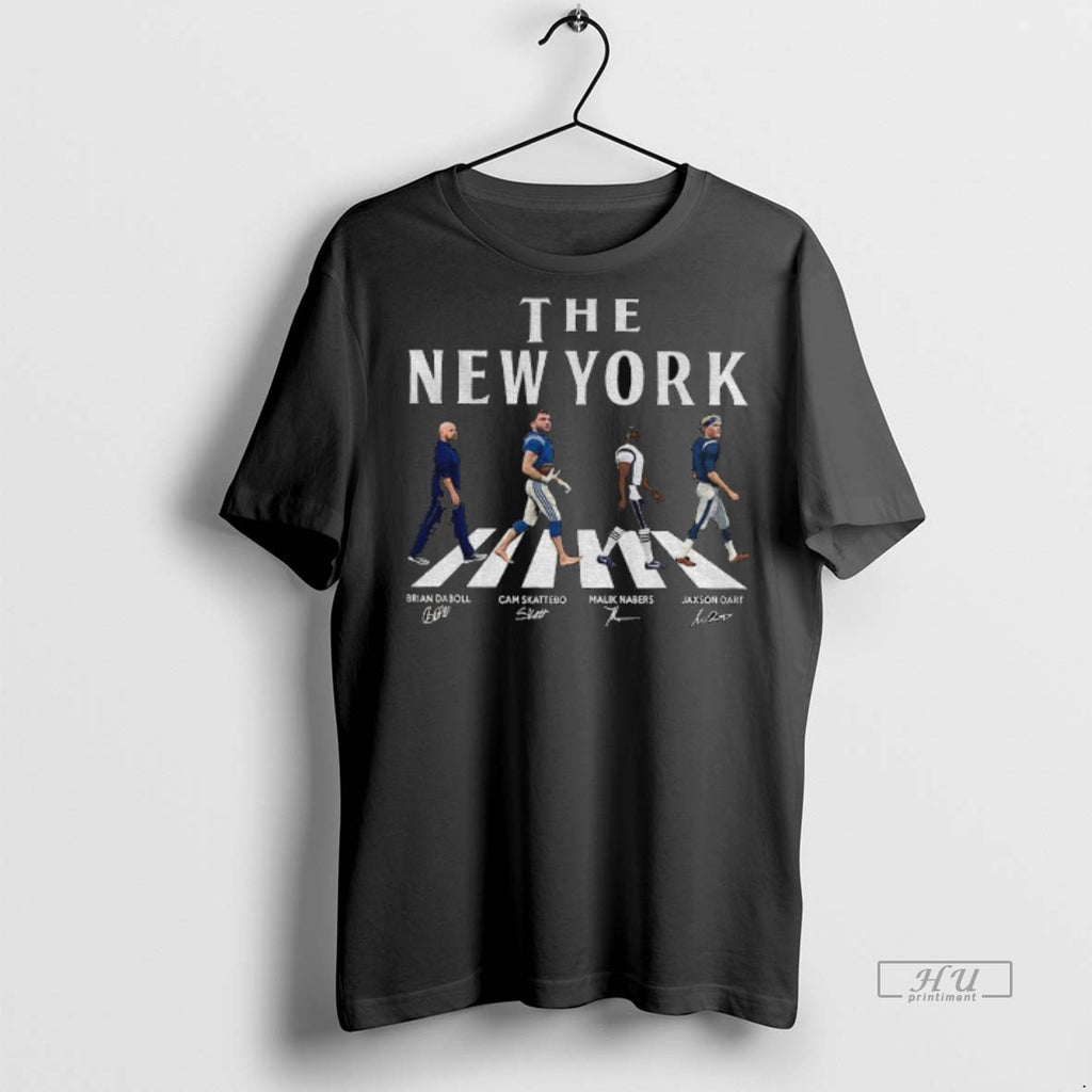 Viral The New York Walking Road Signatures Football Jaxson Dart Malik Nabers Cam Skattebo Tee