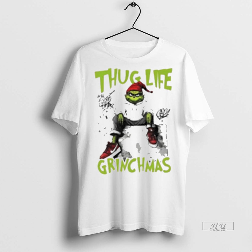 Viral Thug Life Grinch Christmas Friends White Tee Shirt Sweater