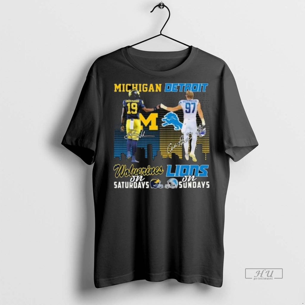 Viral Underwood Michigan Wolverines On Saturdays And Hutchinson Detroit Lions On Sundays Signatures Long Sleve