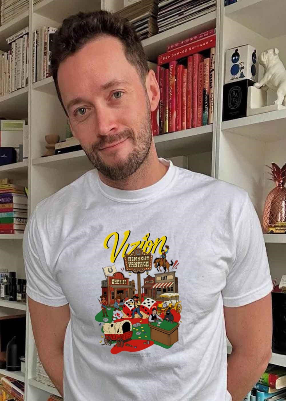 Vizion City Vantage Wild West Cowboy Town Dice Saloon shirt