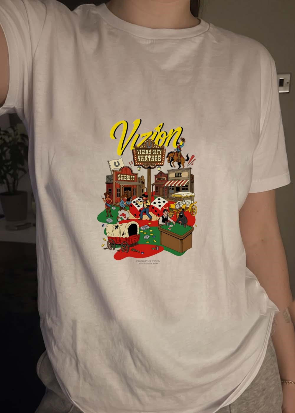 Vizion City Vantage Wild West Cowboy Town Dice Saloon shirt