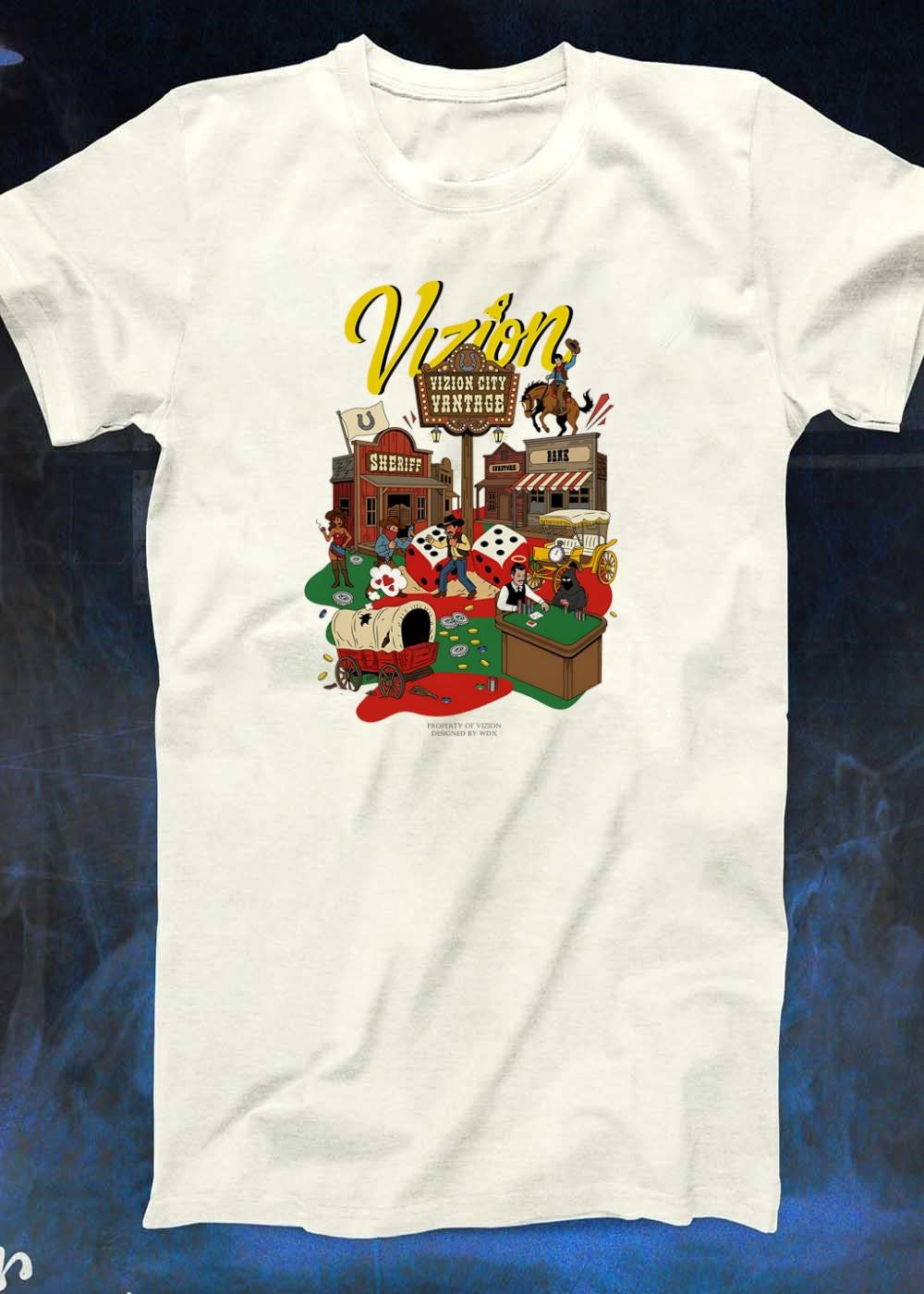 Vizion City Vantage Wild West Cowboy Town Dice Saloon shirt