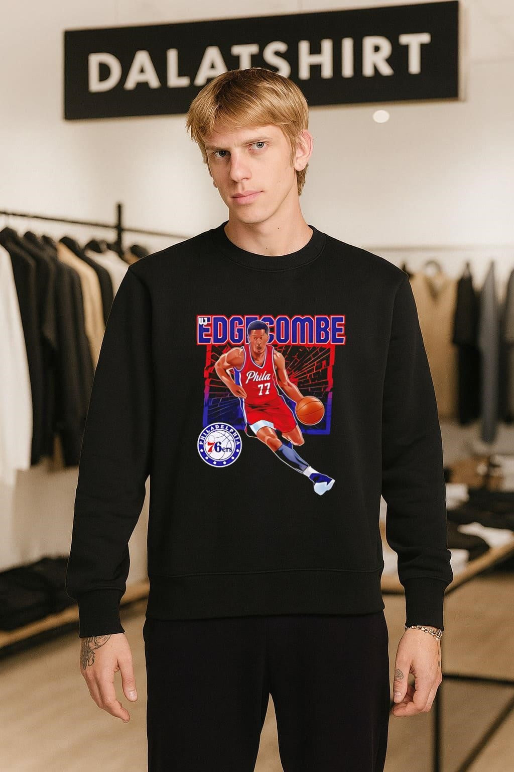 Vj Edgecombe Philadelphia 76ers basketball player action graphic shirt