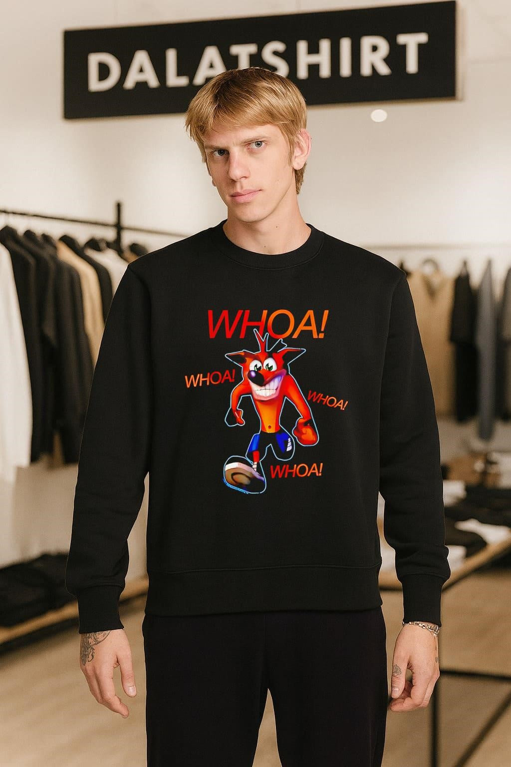 WHOA Crash Bandicoot Funny Expression Classic Gaming shirt