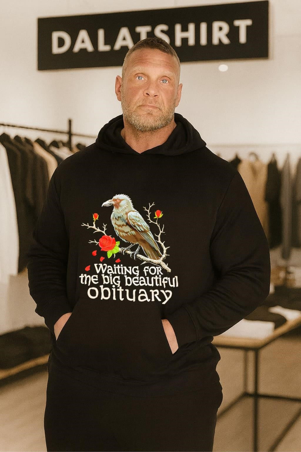 Waiting for the big beautiful Obituary Crow and Roses shirt