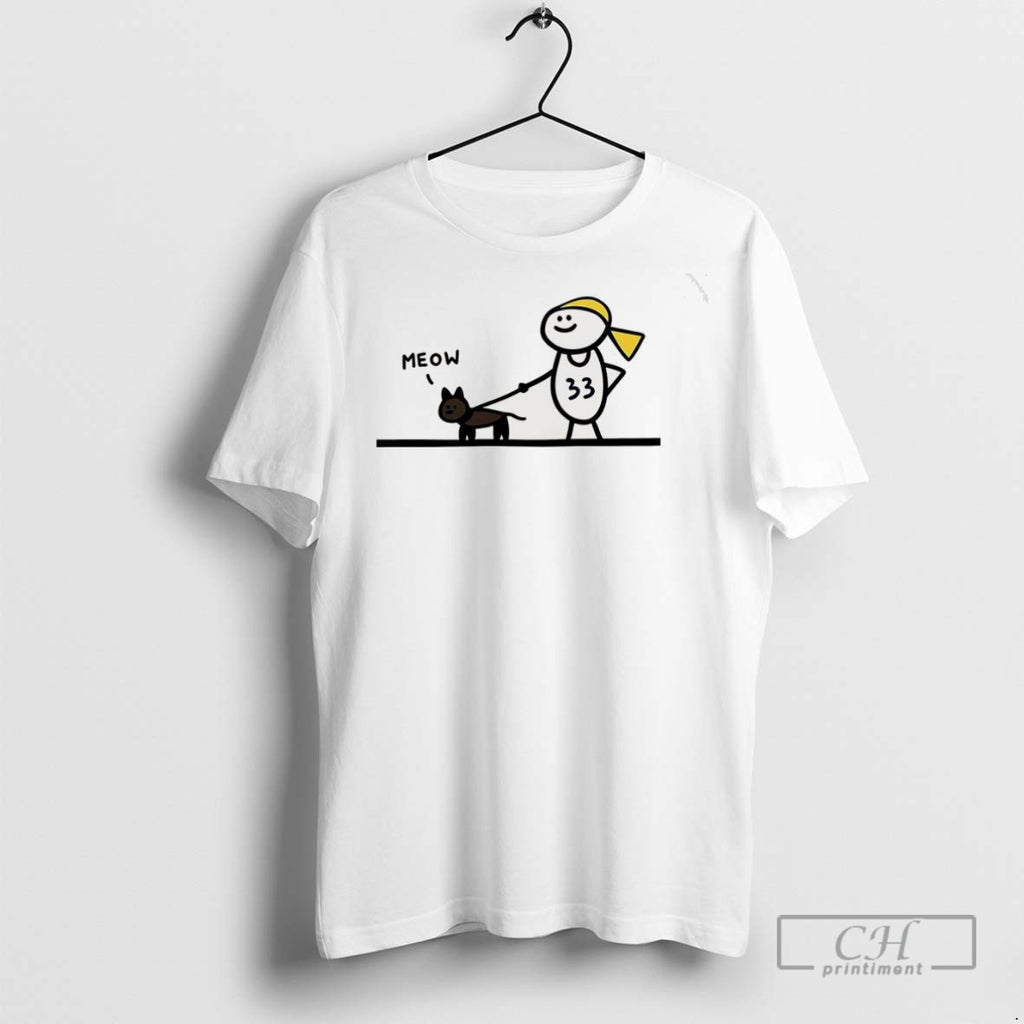 Walking With Cat Number 33 Doodle Style T Shirts