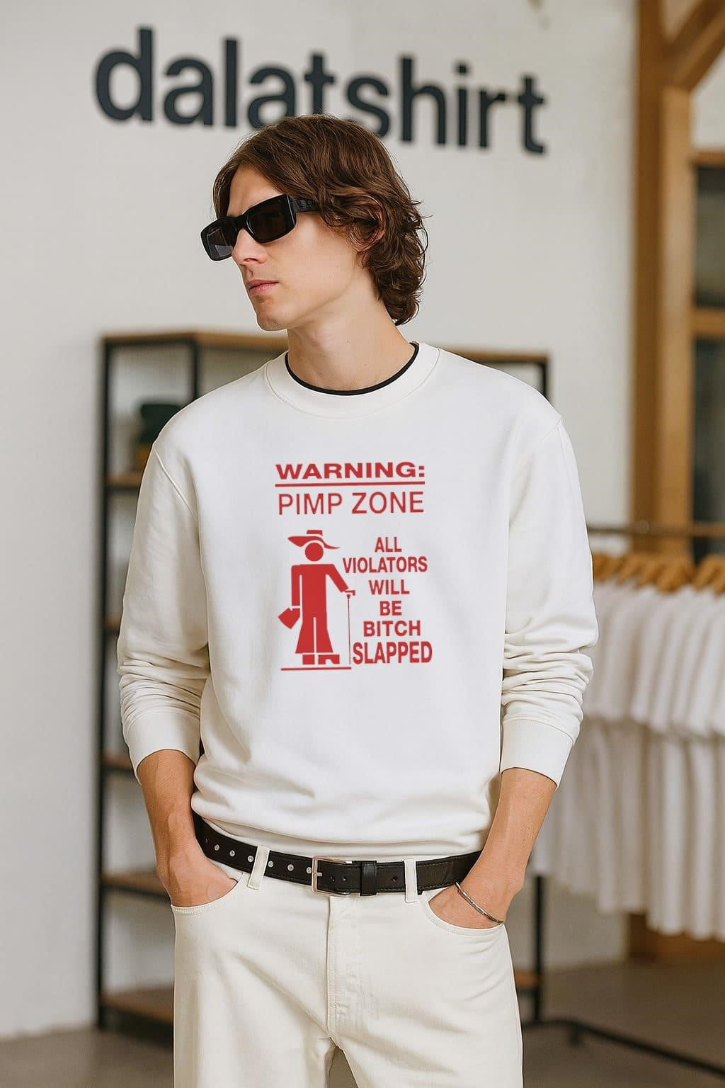 Warning Pimp Zone All Violators Bitch Slapped shirt