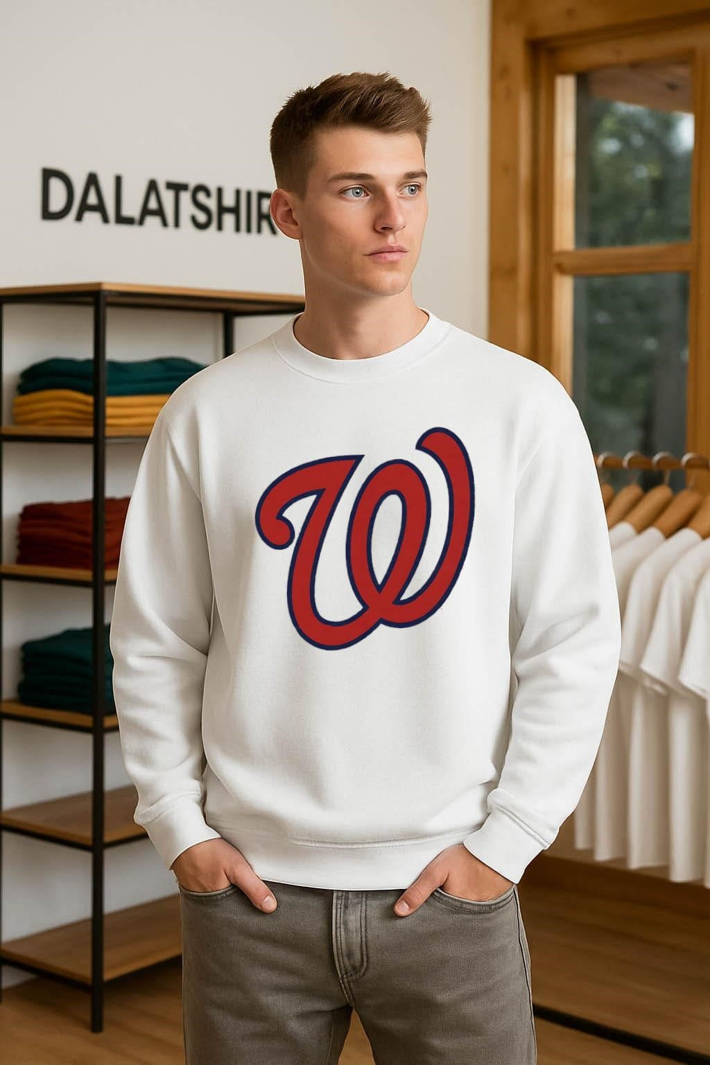 Washington Nationals Baseball Red Script Letter W Logo shirt