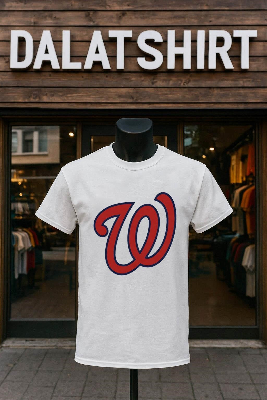 Washington Nationals Baseball Red Script Letter W Logo shirt