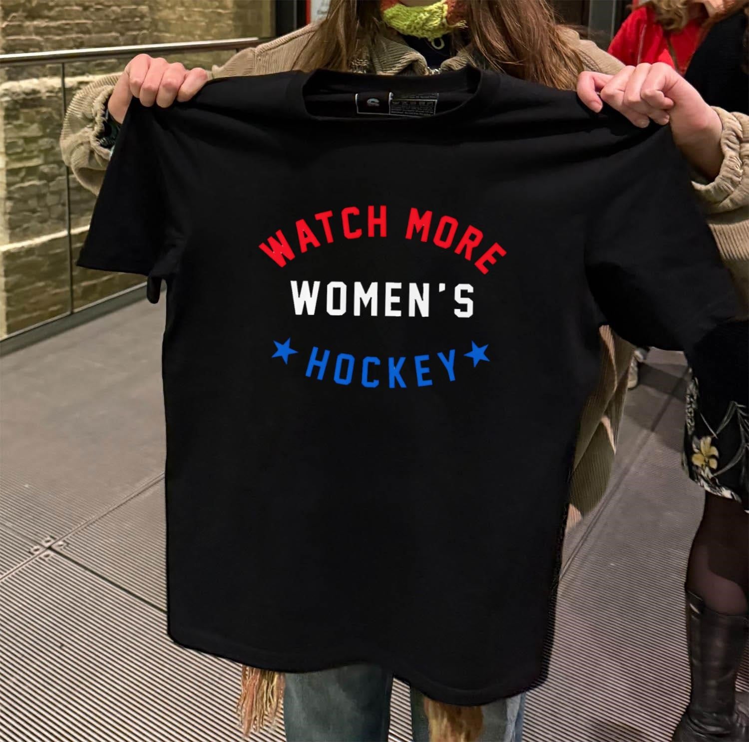 Watch more Women’s Hockey stars and stripes graphic shirt