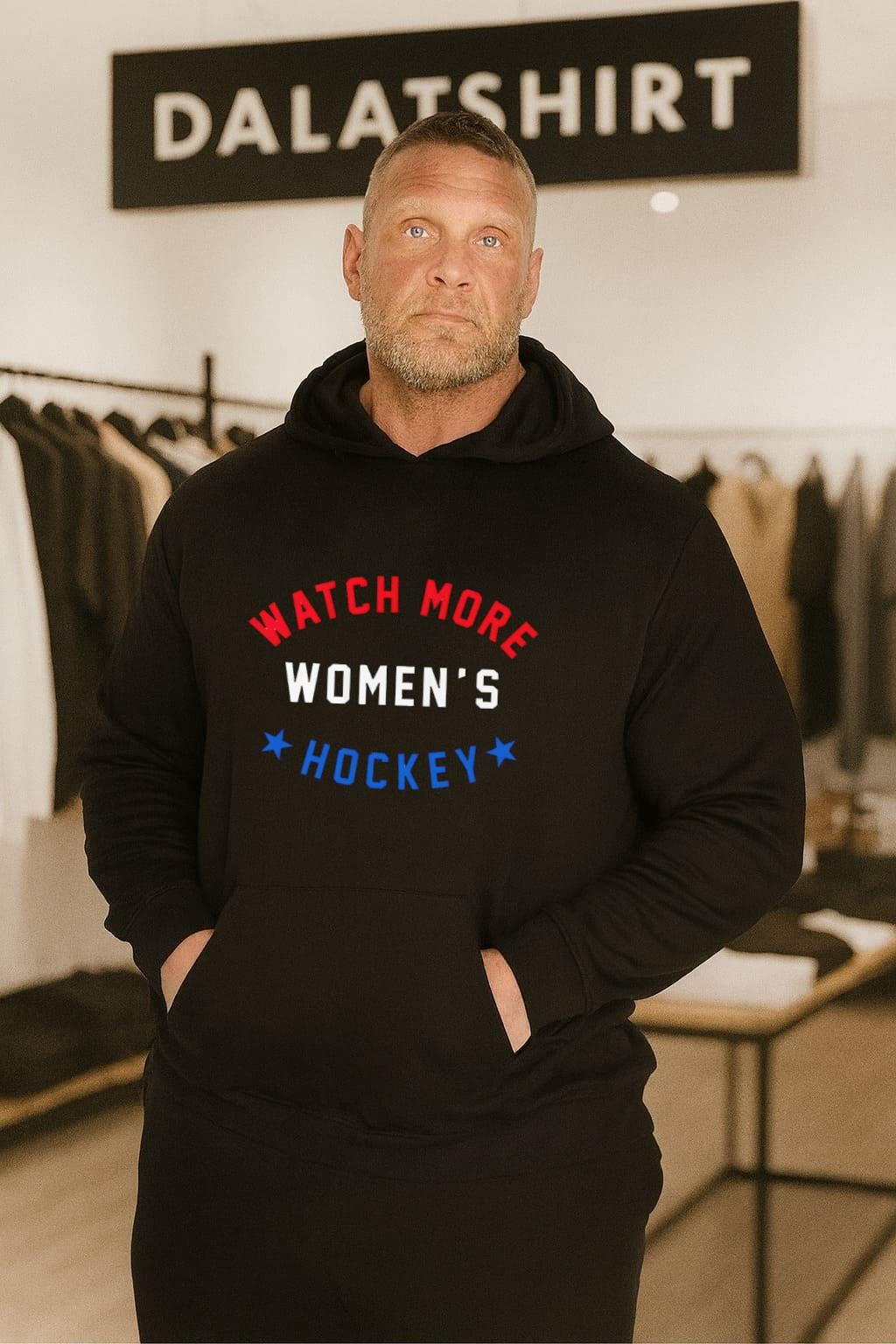 Watch more Women’s Hockey stars and stripes graphic shirt