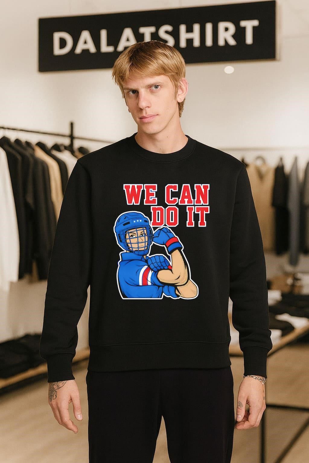 We Can Do It Female Hockey Player Rosie Riveter shirt